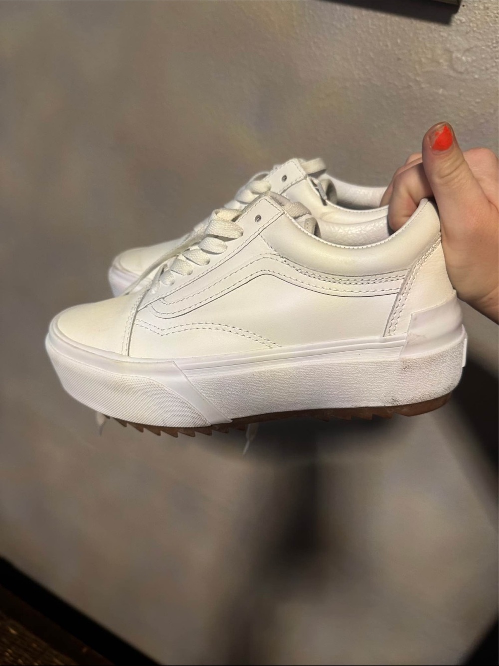Vans Women's White Platform Leather Sneakers